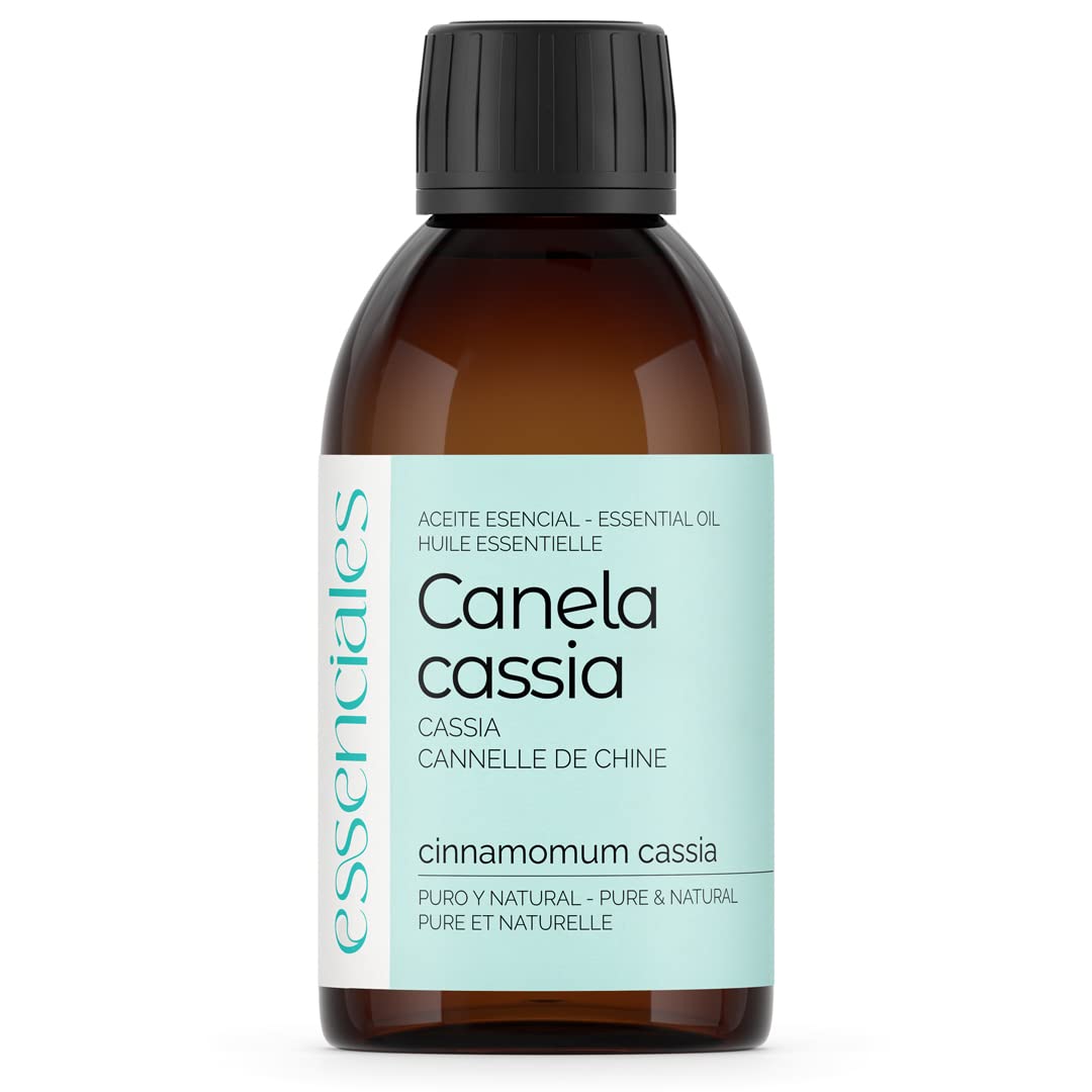 ESSENCIALES Aceite Esencial de Canela Cassia 200 ml – 100% Puro y Natural – Aroma Herbal Intenso – Ideal para Difusor y Aromaterapia