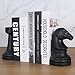 Decorative Chess Bookends for Shelves, Book Ends Decorative for Office Heavy Books, 7x7x4 inches, Black,1Pair/2Piece (Chess)