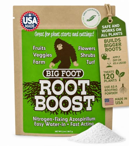 Big Foot Probiotic Root Boost Water Soluble Powder for Established Plants and Transplants - Grow Root Size, Increase Nitrogen, Grow New Plants from Cuttings, Pea Inoculant - 2 Ounces