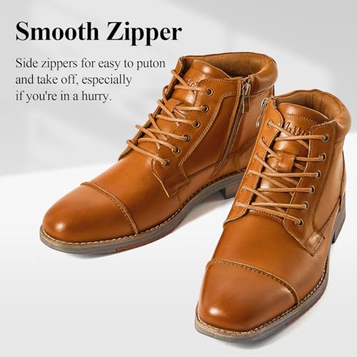 Image of Arkbird Men's Dress Boots Genuine Leather Cap Toe Ankle Boot with Side Zipper for Casual Business Formal Wear
