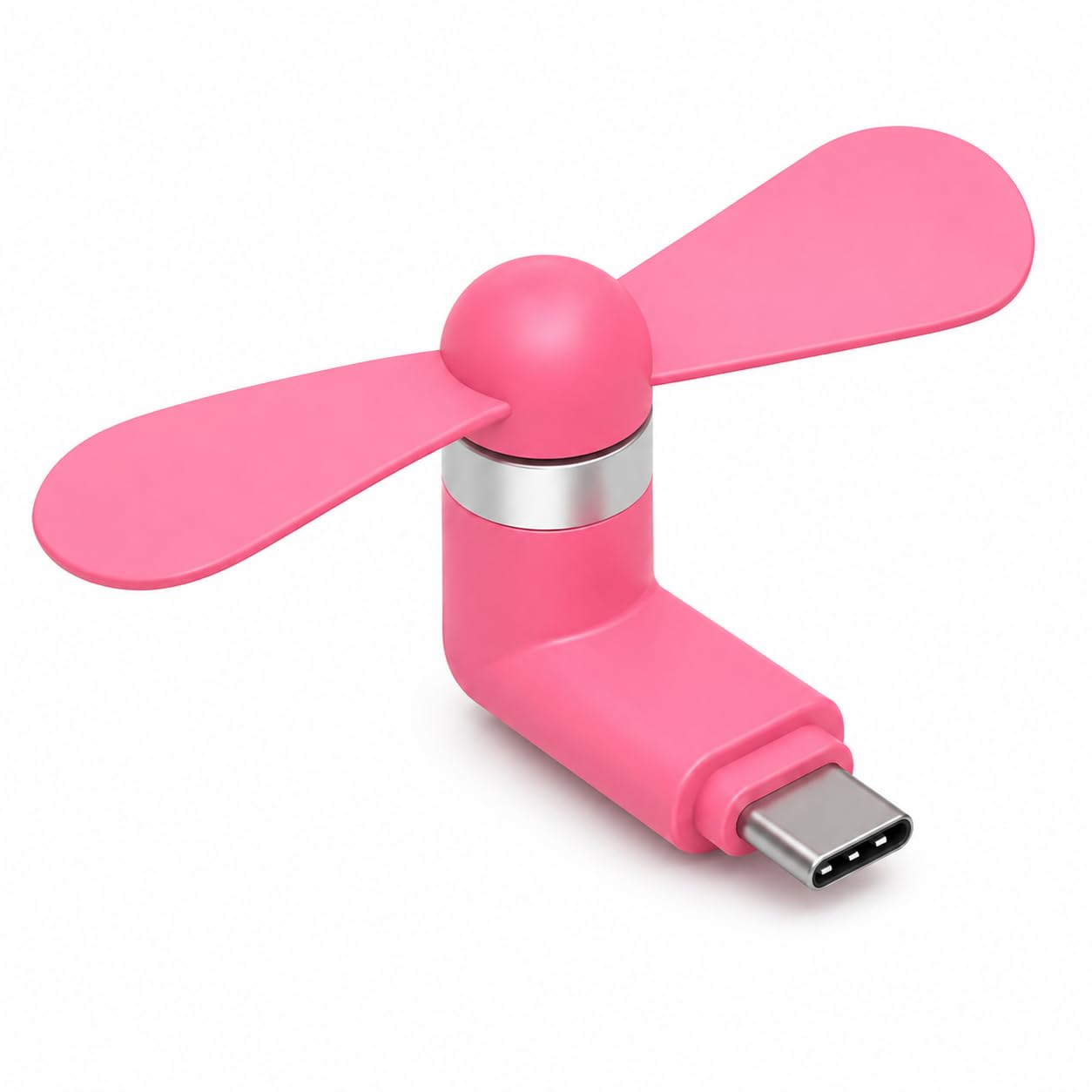 Mini USB Type-C Portable Cooling Fan for Android Smartphones, Tablets & USB-C Devices, Plug & Play Personal Pocket Fan, Soft Silicone 2-Blade, Silent Mini Cooler, Pink, Pack of 1-image-40