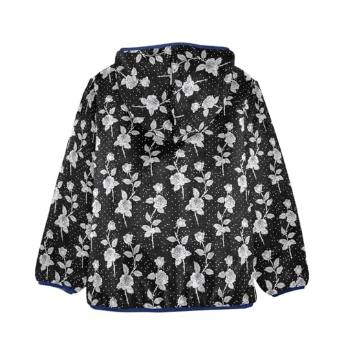 Rose Flowers Boys Fleece Coat,Children's Zip-Up Hoodie Jacket,Baby Warm Fashion Outerwear 3-10T,A1133472