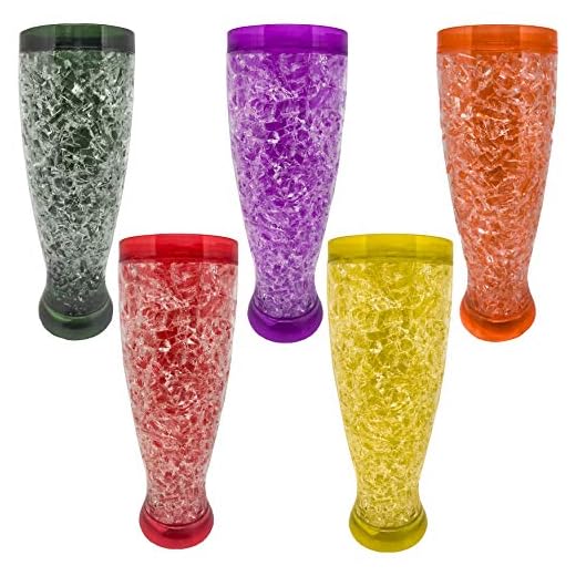 Black Duck Brand Freezable Double Wall Acrylic Gel Tall Pilsener Beer Soda Lemonade Iced Tea Glasses; Keep Drinks Cold (4 Pack)