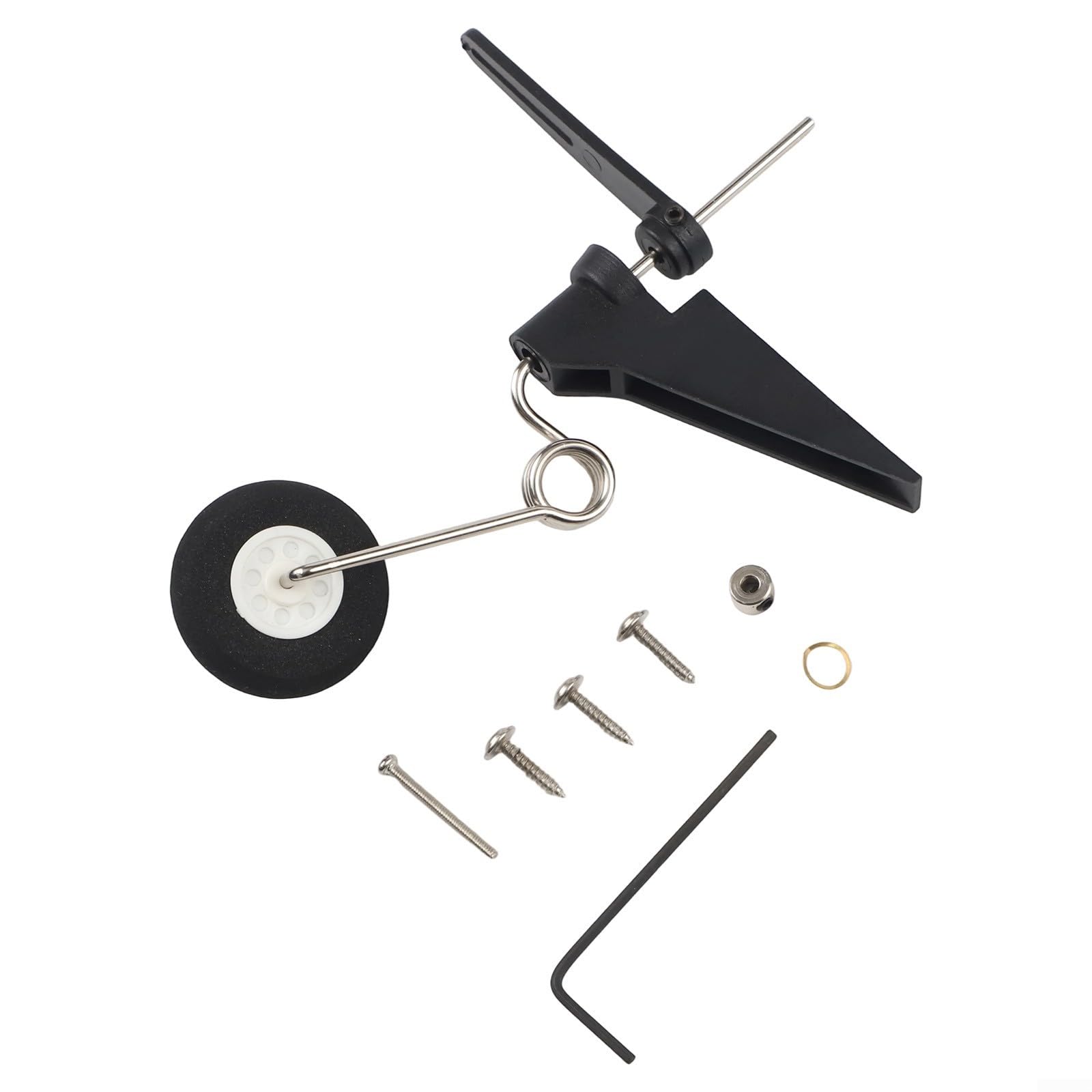 Conjunto de soporte de rueda trasera de avión RC para modelos de ala fija de tamaño 60-120 - Plástico ligero+metal+esponja tren de aterrizaje con apertura de 30 mm, 70 mm