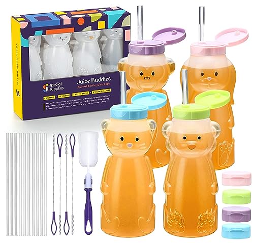 La Mejor Selección de Tazas y pajitas más recomendados. 43 Special Supplies - Taza de pajita para bebés, paquete de 4, divertida bebida de entrenamiento con forma de animal para bebé con forma de animal para entrenamiento y destete