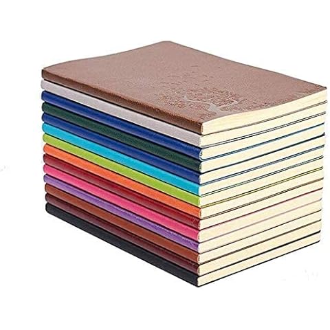SINOBAND 4 Pieces Journals for Writing, A5 Paperback Colorful Notebooks, PU Leather Soft Cover, Lined Paper, Subject Notebooks for School and Office (Random Color) Cover