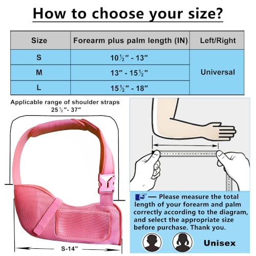 Image of VISKONDA Arm Sling Shoulder Immobilizer-Rotator Cuff Support Brace-Comfortable Medical Sling for Shoulder Injury,Left and Right Arm,Men and Women,for Broken,Dislocated,Fracture,Strain(Pink,Small)
