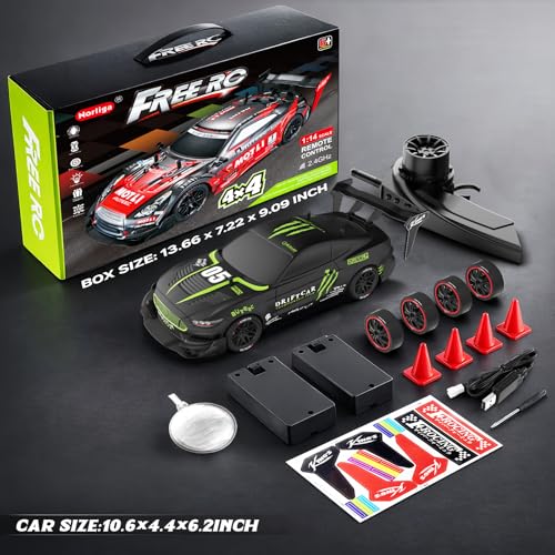Image of Remote Control RC Drift Car 1:16 Scale 4WD RC Car with LED Lights 2.4GHz 30km /h RTR High Speed Racing Sport Toy for Adults Boys Girls Kids Gift 2Pcs Rechargeable Battery