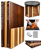 Book Cutting Board Set, Kitchen Cutting Boards, 3 Labeled Boards with Stand