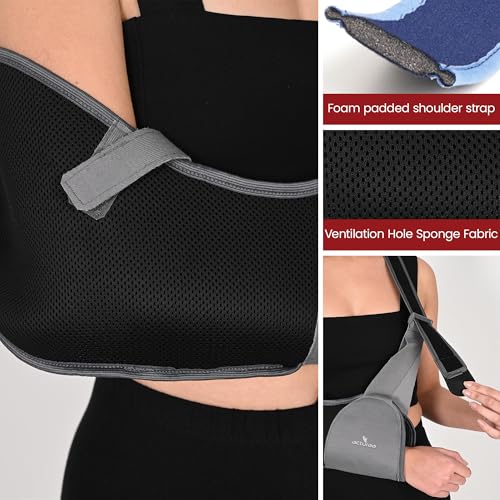 Image of acturaa Arm Sling Shoulder Immobilizer for Women and Men, fit Left or Right Arm - Rotator Cuff Support Brace - Medical Sling for Shoulder, Clavicle, Elbow Injury (Universal Size: Bust 28″-46″)