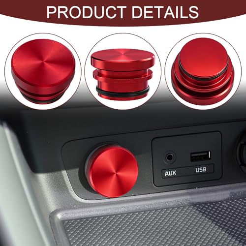 Image of Car Cigarette Lighter Plug Cover, Cigarette Lighter Covers, Aluminum Plugs Cover Car Decoration, Waterproof Dustproof Cigarette Lighter Socket Cap for SUV Truck with 12V Power Source (Red)