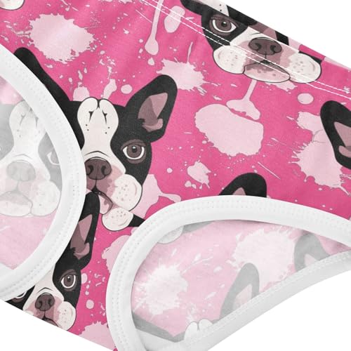 Wusikd Boston Terrier Dog Girls' Underwear Cotton Pink Girls Briefs Soft Toddler Underwear 2T4