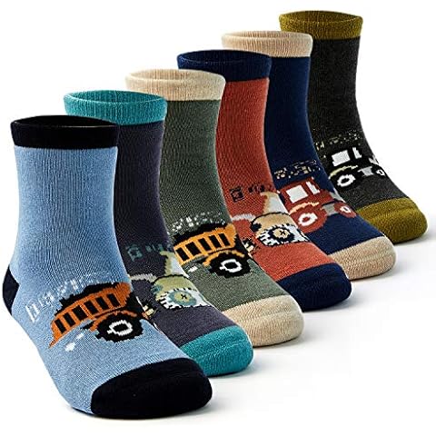 HowJoJo Toddler Boys Thick Cotton Socks Kids Winter Warm Thermal Socks Cartoon Monster Trucks Socks 6 Pack Size 3-9 Cover