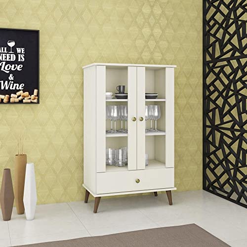 Cristaleira 2 Portas 70cm Retrô Movelbento Off White