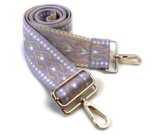 Image of Purse Strap Replacement for Crossbody Bags & Handbags | Premium Webbing with Light Gold Hardware Clip-On Installation Adjustable Length Comfortable Wide Guitar Style Strap