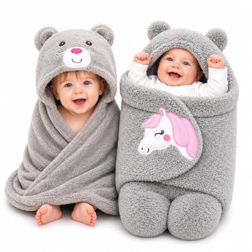 Image of BRANDONN Baby Blanket Newborn Combo Gift Pack of Swaddle Wrapper & Baby Bath Towel, 0-9 Months, Length 68 cm x Width 68 cm, Pack of 2 Pcs.