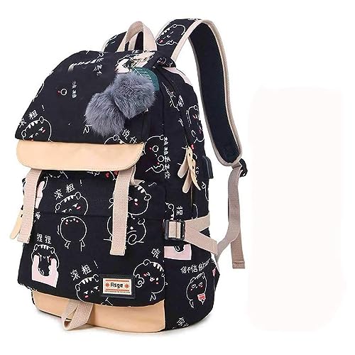 Asge Damen Mode Nylon Schultasche Kawaii Druck Rucksack Schulrucksack M&auml;dchen L&auml;ssig Wasserdicht Backpack Schule BagTeenager Wasserdicht Daypack