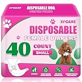 XPCARE 40 Count Disposable Female Dog Diapers, Super Absorbent, Leak Proof, Dog Diapers,Dog Period Diaper Female, for Incontinence, Estrus Female Dogs (Small)