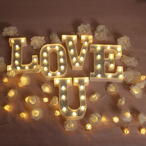 Image of Light Up Letters, Marquee Light Letter for Table Decorations, Glitter Light Up Signs for Prom, Events, or Engagement Party Decor, Featuring Alphabet & Number Lighted Letters, Letter L
