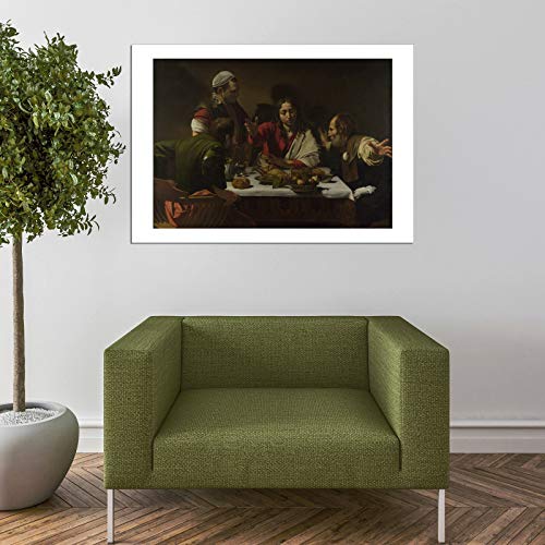 Impression d'art Caravage Souper à Emmaüs affiche encadrée mate extra large décoration