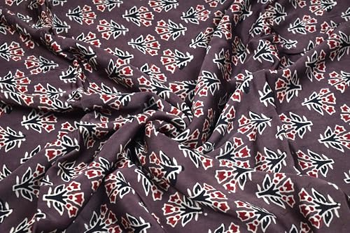 Image of Ethnics of Kutch Women's Ajrakh Modal Silk Natural Dye Hand Block Print Unstitched Kurta Fabric (For Lenght - Refer Bullet Point Below)