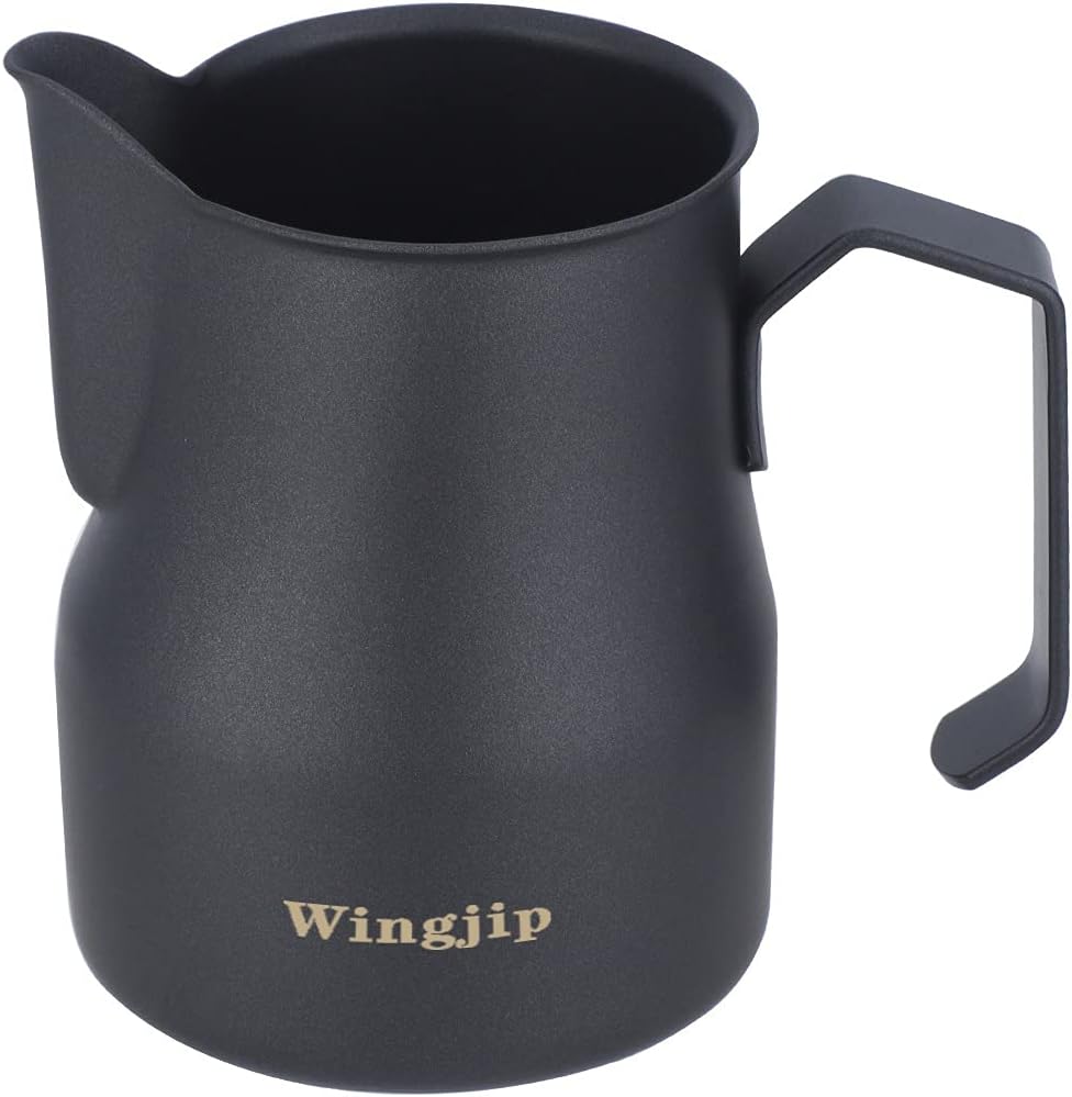 Espresso Steaming Pitcher 12oz, Espresso Milk Frothing Pitcher 12oz(350ML), Coffee Milk Frothing Cup, Coffee Steaming Pitcher, Black Finish
