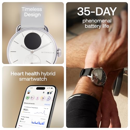 Image of WITHINGS ScanWatch 2 - Hybrid Smart Watch, Heart Rate Monitoring, Fitness Tracker, Cycle Tracker, Sleep Monitoring, GPS Tracker, 30-Day Battery Life, Android & Apple Compatible, HSA /FSA