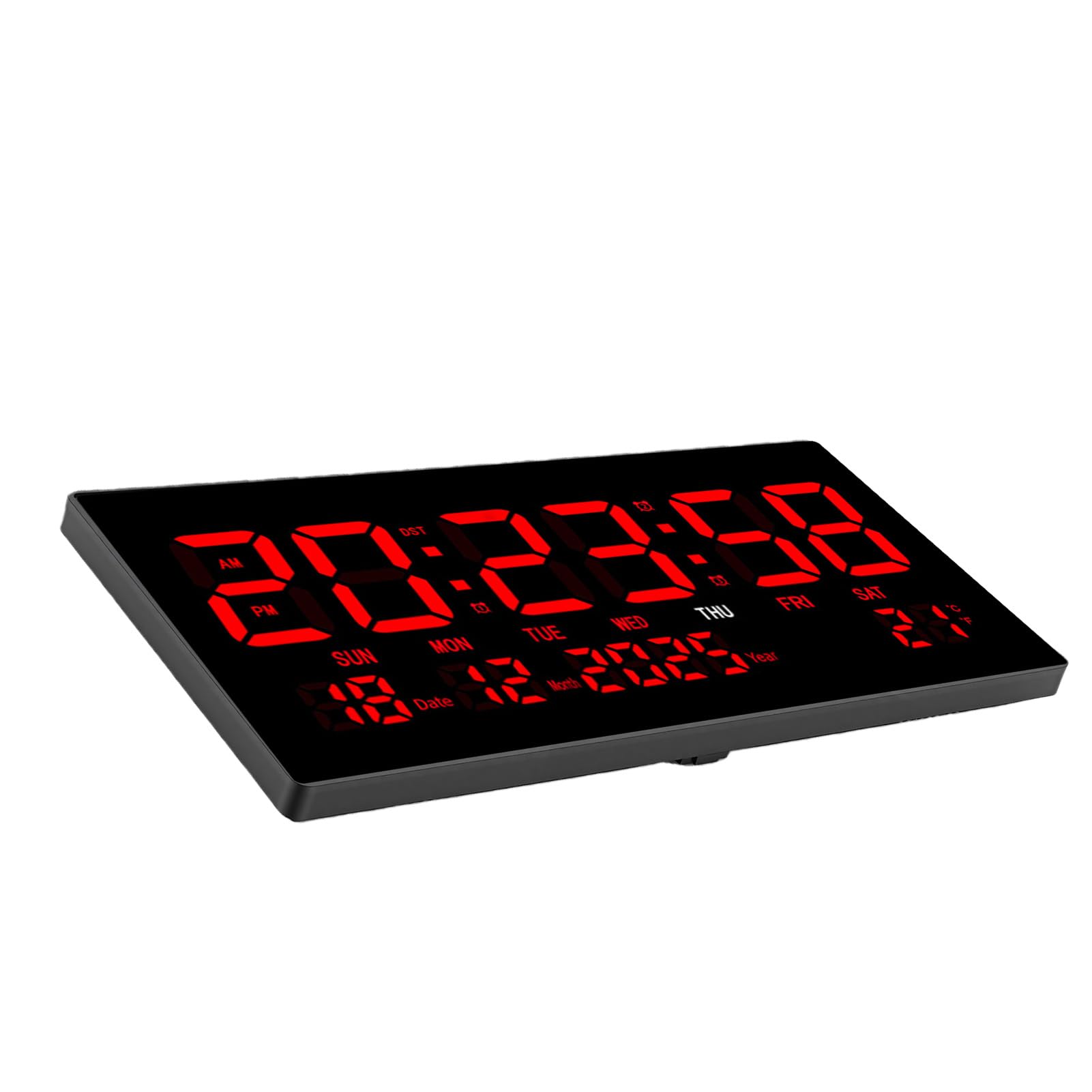 LICAEVEY LED-Digital-Wanduhr mit Kalender, Großes Display, Digitaluhr Zum Einstecken für Wohnzimmer, Klassenzimmer, Geräuschlose Wanduhr mit Temperatur, Einstellbare Helligkeit