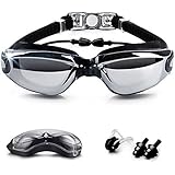 スイミングゴーグル - スイム ゴーグル 水泳ゴーグル 水中メガネ 曇り防止 防水 UVカット 調整できる 男女兼用(ブラック)