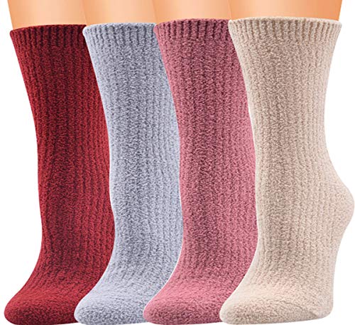 Galsang Womens Fuzzy Socks ,Womens Microfiber Soft Winter Warm Socks Causal Slipper Socks 5 Pairs,5-9 B30 (Multicolor 01)