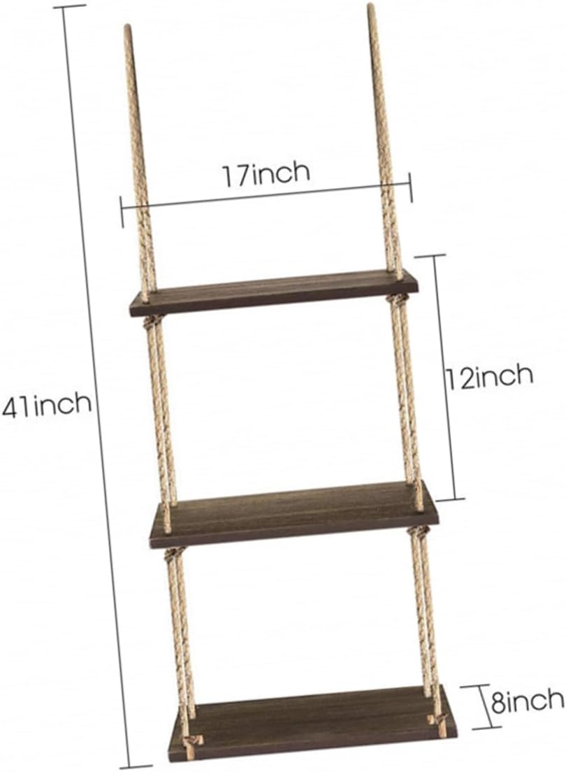 Mobestech 1Pc Stylish Retro Wall Corner Rack Flowerpot Shelf with Reinforced Rope for Home Storage for Indoor Plants Versatile Design for Any Decor Style
