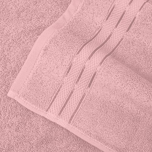 Image of Elegant Comfort Three Line Popcorn Towel Set for Bathroom 16 x 28 inches, Premium Hotel Quality 4-Pack Hand Towels, 100% Turkish Cotton, Soft and Durable, Quick Dry and Highly Absorbent, Dusty Pink