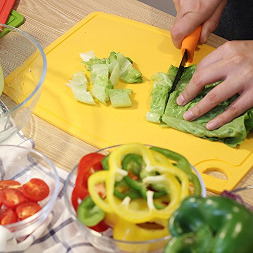 Liflicon Thick Silicone Cutting Board 12.6'' X 9.1'' Juice Grooves Easy Grip Handle Dishwasher Safe-Yellow #TOP2