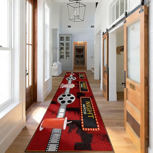 Tapete para sala con diseño retro de cine 84x16 pulg miniatura 2