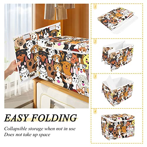 Mnsruu Storage Boxes with Lids, Cute Doodle Dog Print Animal Large Storage Basket Organizer Shelves Cube Bin Toy Clothes Underbed - Image 4