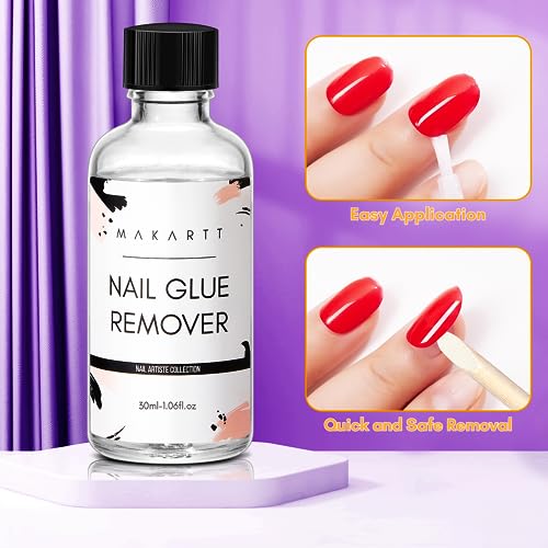 Makartt Nail Glue Remover for Press on Nails-30ML Press On Nail Remover-Easy Removal Debonder for Glue on Nail Tips,Non-Acetone Nail Polish Remover - Image 6