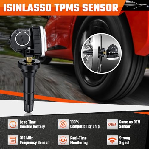 ISINLASSO F2GT1A180AB TPMS Sensor, 315MHZ tire Pressure Sensor Fit for Ford F150 Ecosport Mustang Escape Explorer Fiesta Ranger Lincoln MKX MKZ MKS MKT Navigator F2GT1A150AB 4pcs