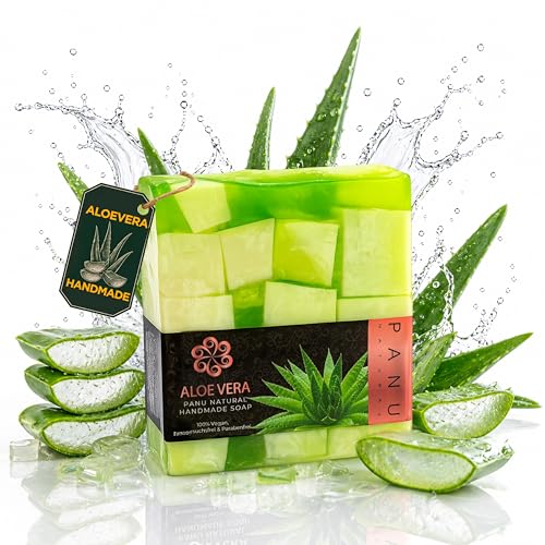 PANU Seife Aloe Vera - Vegane Duschseife für alle Hauttypen - Naturseife für Körper, Gesicht & Haare - Handmade Soap Bar aus Thailand - Unterstützt Frauen in Thailand