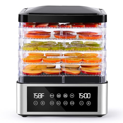 Catálogo de Deshidratador de Alimentos Hamilton Beach los más solicitados. 47 Tupoyi Deshidratador de alimentos, deshidratador de un solo toque con control automático de temperatura, 5 bandejas sin BPA de 11.4 pulgadas, secador deshidratado para ceca,...