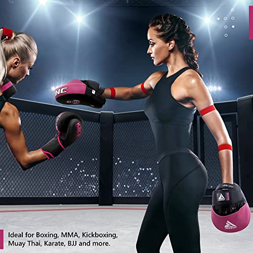 Image of RDX Boxing Pads Focus Mitts, Maya Hide Leather Curved Hook and Jab Target Hand Pads, Great for MMA, Kickboxing, Martial Arts, Muay Thai, Karate Training, Padded Punching, Coaching Strike Shield