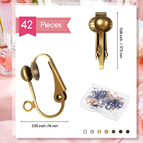 Kenning 42 Pieces Clip-On Earring Converter with Easy Open Loop Brass Clip-On Earring Converter for None Pierced Component DIY Turn Any Studs 7 Colors2