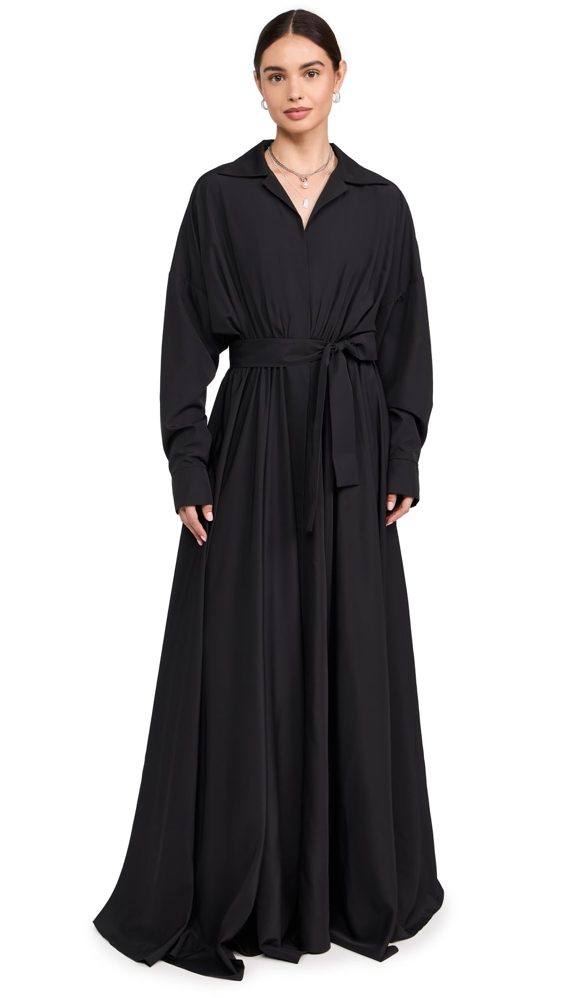 Norma Kamali Womens Super Oversized Flared Boyfriend Neck Shirt Dress