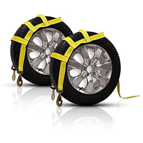 ALAVENTE Tow Dolly Basket Straps with Snap Hook for Small to Medium Size Tie Down Bonnet Wheel Ratchet Net 12000 lbs Breaking Strength (2 Packs) Yellow Cover