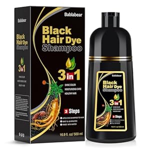 haarfarbe schwarz haarfärbeshampoo für Männer und Frauen, haarfarbe shampoo für Graues Haar, black hair dye shampoo 3 in 1,Hair Color Shampoo für trockenes Haar 500ml