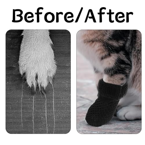 4Stk Katzenschuhe,Verstellbare Katzenschuhe aus Netzstoff,Krallenschutz für Katzen,Atmungsaktiv Katzenpfotenschutz,Anti-Kratz-Schuhe Für Katzen,Katzenstiefel zum Baden,Schneiden von Nägeln (Schwarz,M)