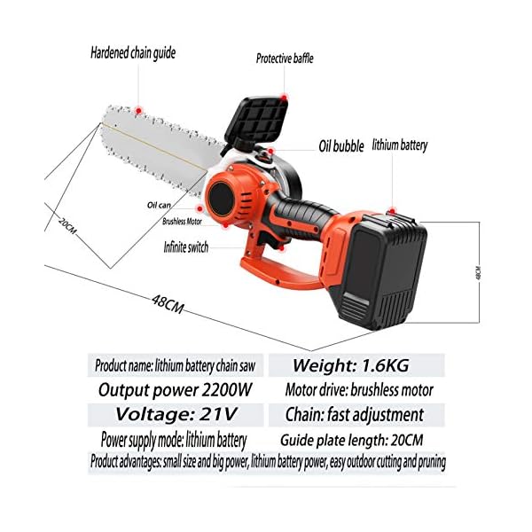 Mini Kettensägen,4 Zoll, 1.6 Kg, Mit Ladegerät, Schnurloser Elektrischer Kettensäge, Wiederaufladbarer Batterie… – Bild 8