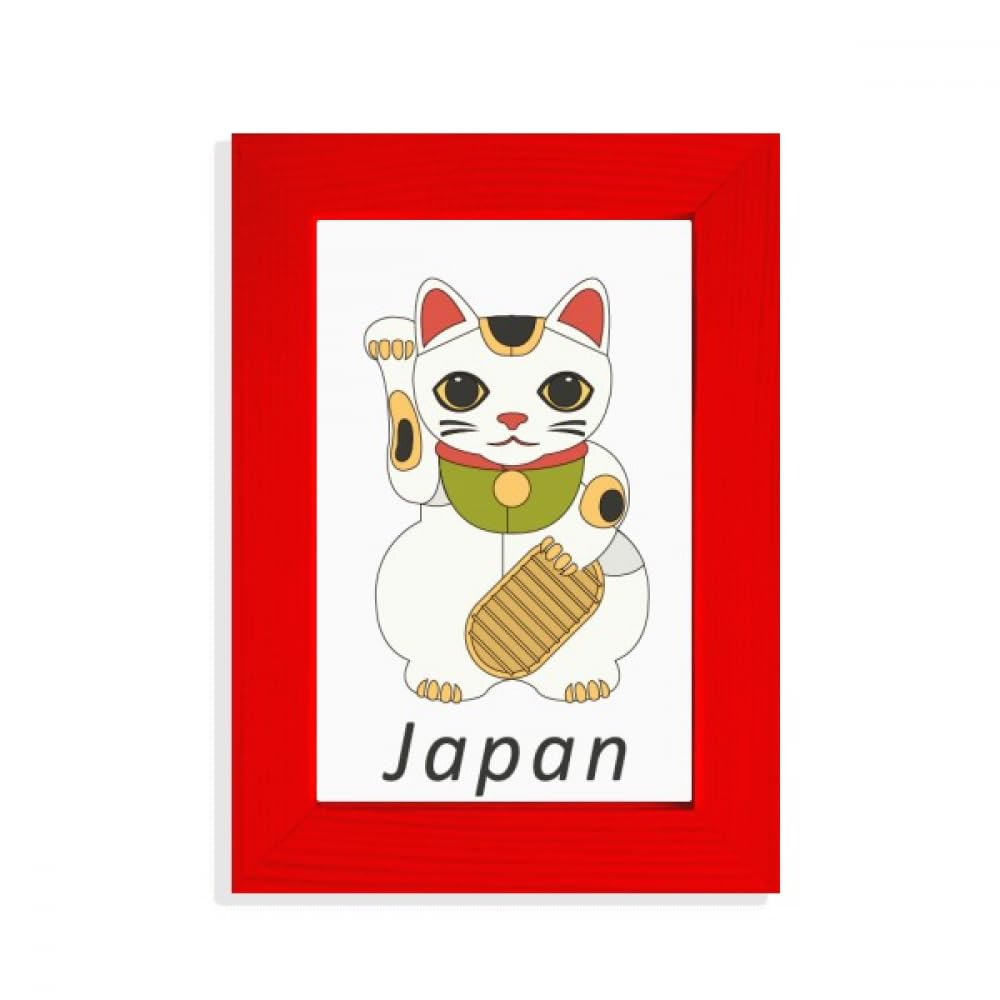 Cadre photo chat porte-bonheur rouge de style japonais traditionnel