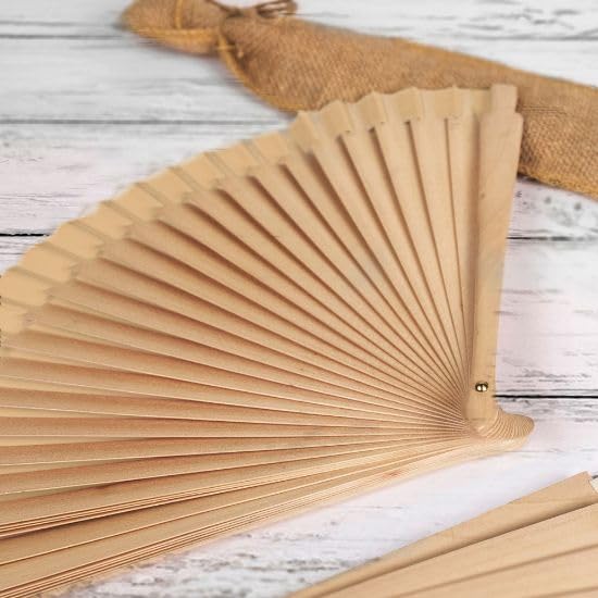 Lote de 24 Abanicos de madera liso-oro 23 cm 39003SF - Abanicos para Detalles de Bodas baratos y originales