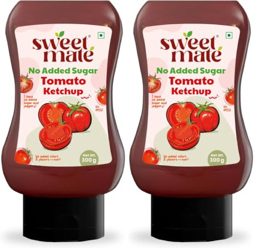 Image of Sweetmate Tomato Ketchup - 300g | No Added Sugar & Jaggery | Low Calorie | Tastes like Regular Tomato Ketchup | Made with Natural Ingredients | No Artificial Colors & Flavours | No thickeners | Tasty, Healthy & Ideal for All Age Groups