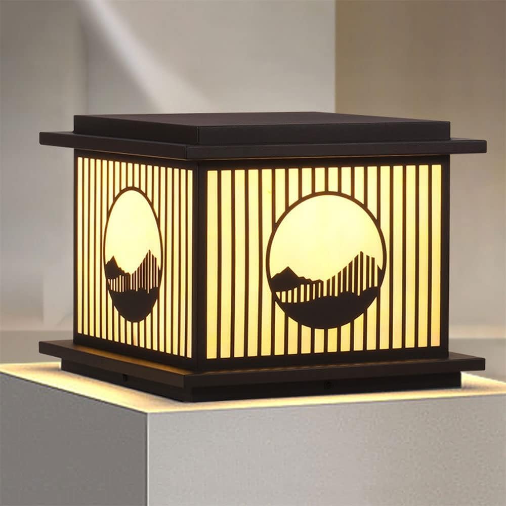 QUSYZD Modern Patio Post Lamp Traditional Waterproof Column Headlight Outdoor Post Light Fixture Antique Yard Outside Pillar Light Garden Gate Landscape Light Connected,41cm
